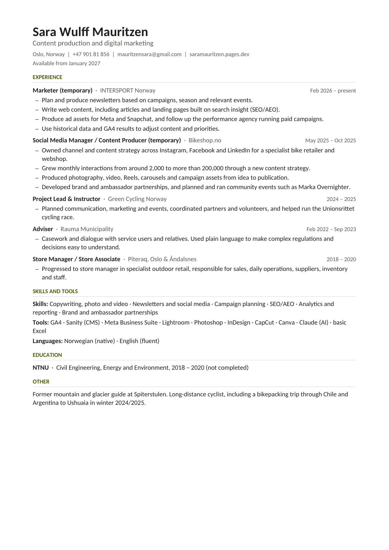 CV in original layout