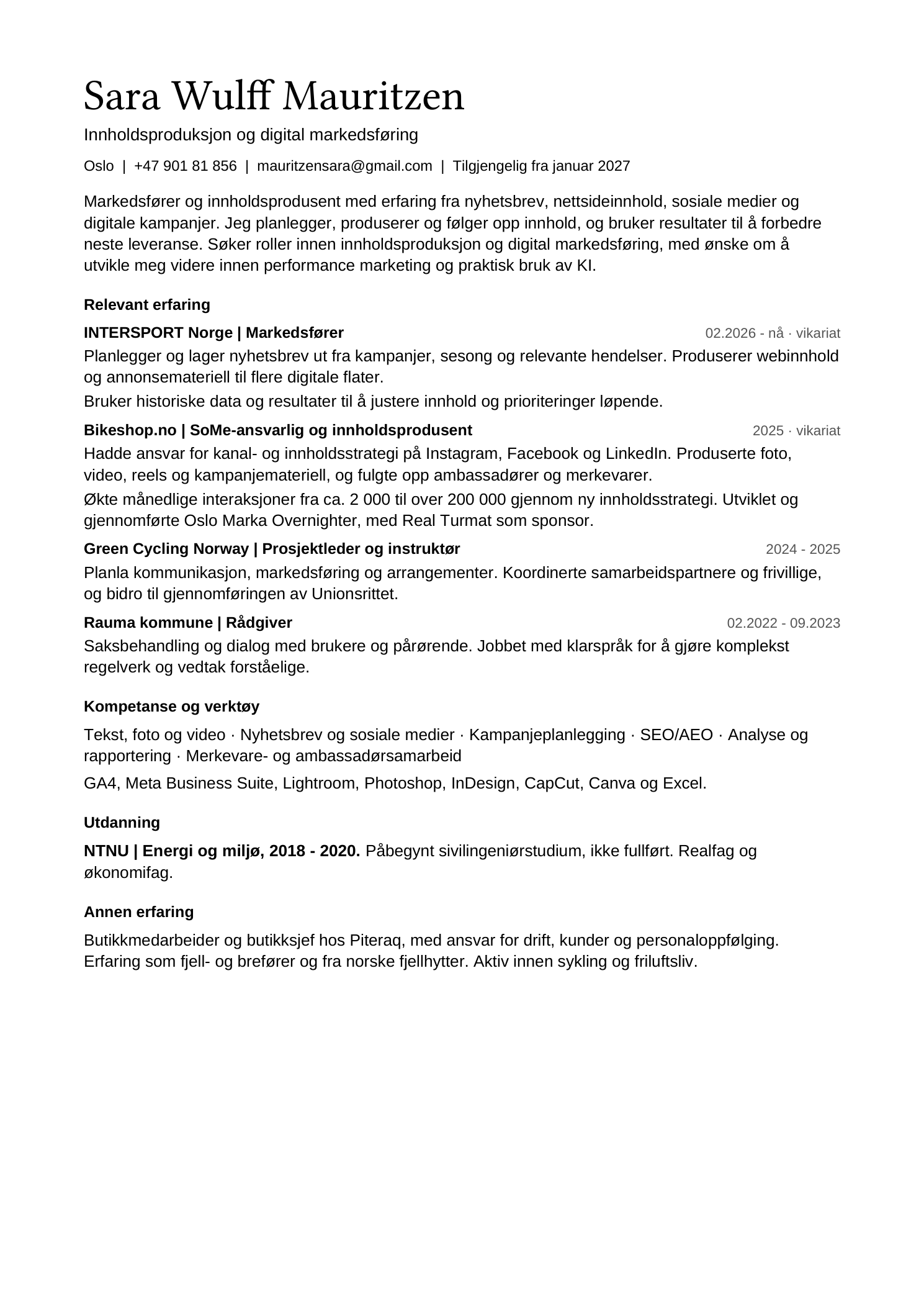 CV i original utforming